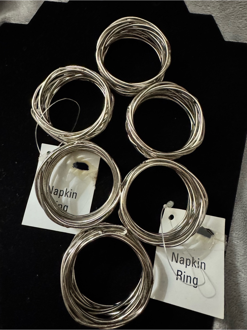 Silver Tone Twisted Wire Napkin Rings Set of 6 Unbranded